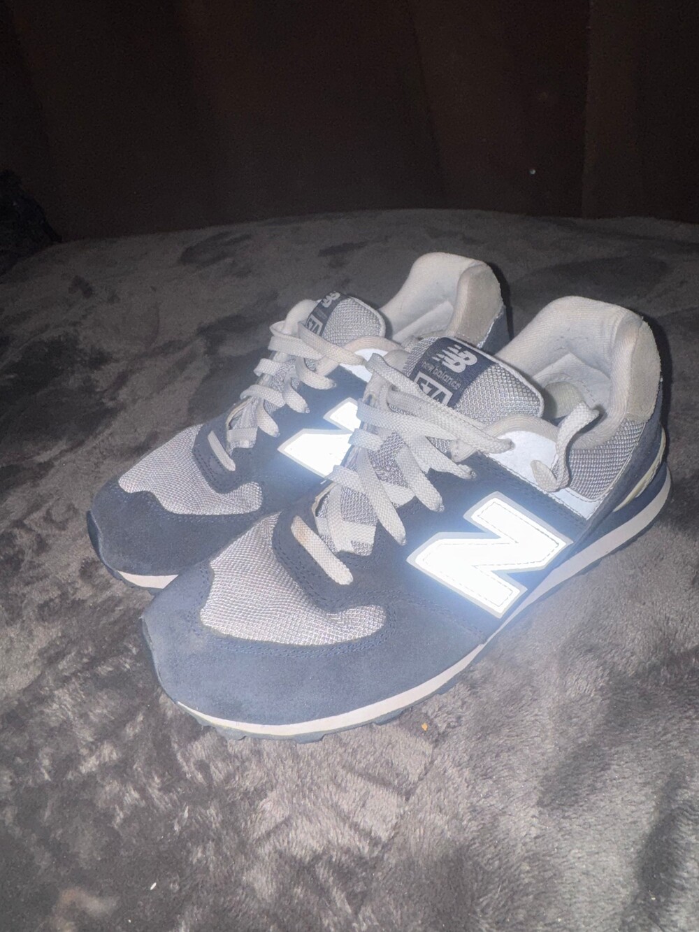 New Balance 574 Running Shoe Navy Blue Suede Mesh